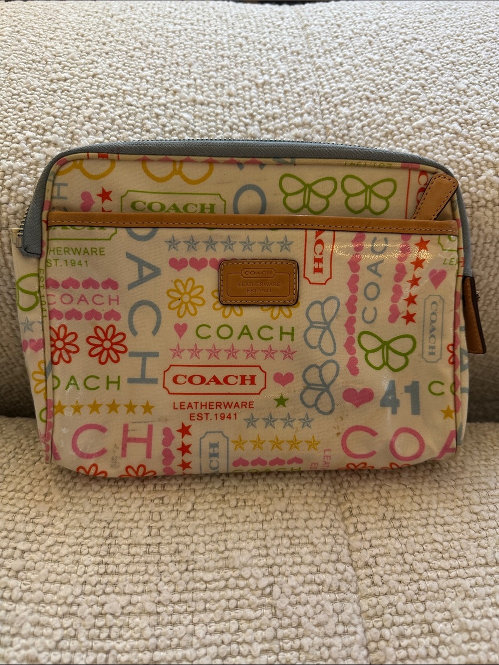 Coach Multicolor Logo Canvas Pouch with Pastel Accents